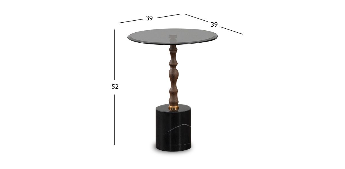 Mesa Lateral Redonda Cristal Murk Negro