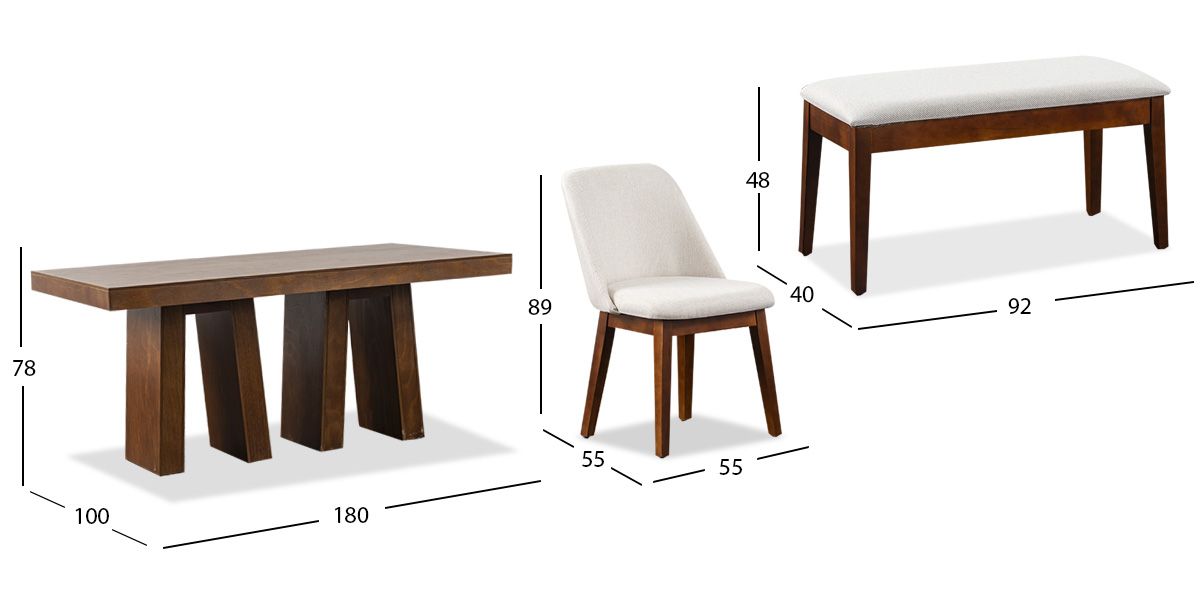 Comedor Odette PL Con Sillas Y Banca Olaf Arena 6 Piezas