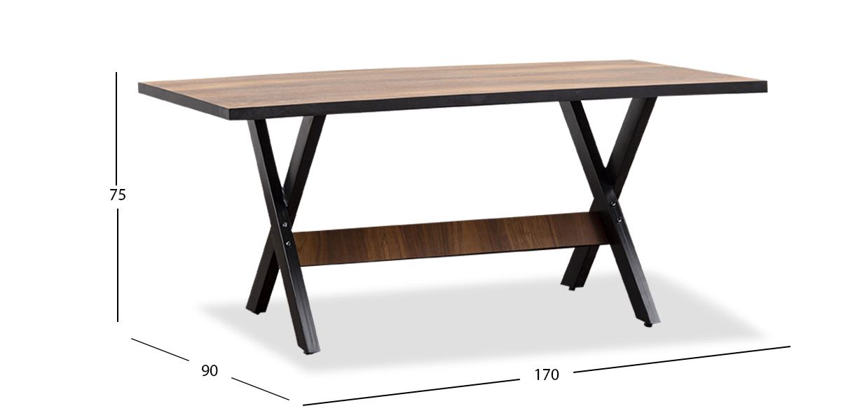 Mesa Comedor Rectangular Romeo Negro/Parota 