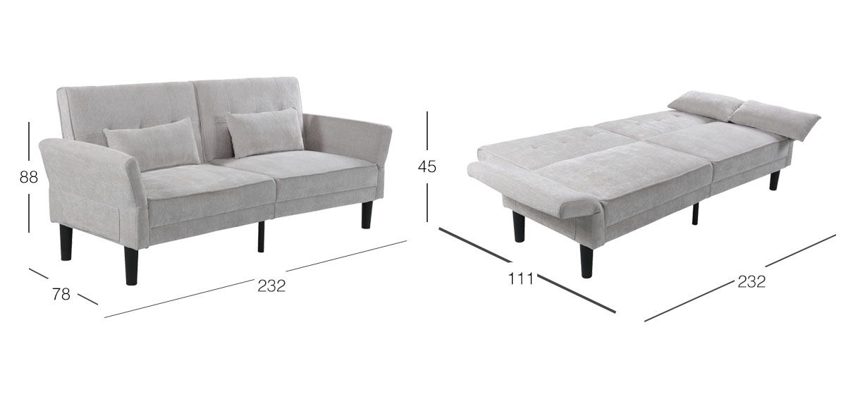 Sofá Cama Multiposición Noir Gris