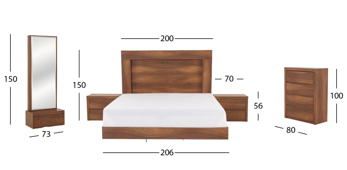 Recámara King Size  Marbella Parota 5 Piezas