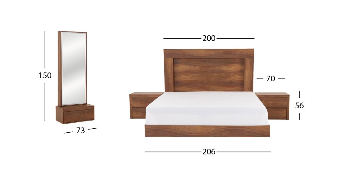 Recámara King Size  Marbella Parota 4 Piezas