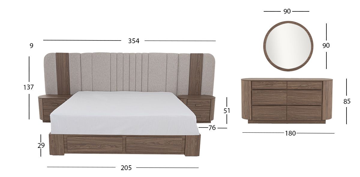 Recámara King Size Padma CL Café 5 Piezas