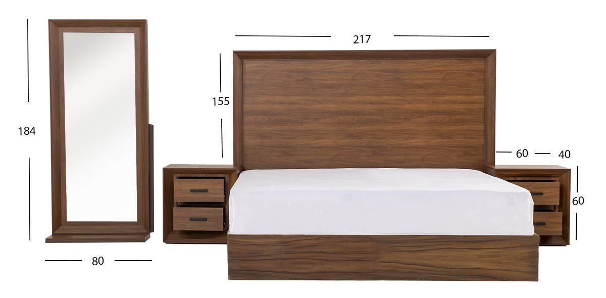 Recámara King Size Maileny Lisa Café 4 Piezas