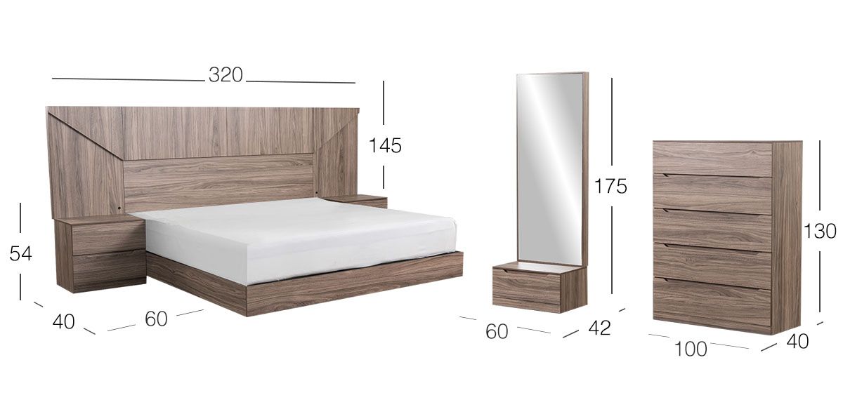 Recámara King Size Eslovenia Café Nogal 4 Piezas