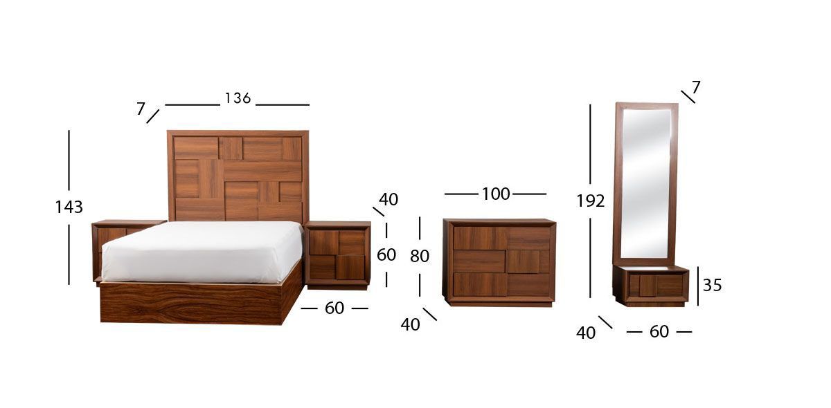 Recámara Matrimonial Atenas Parota 5 Piezas