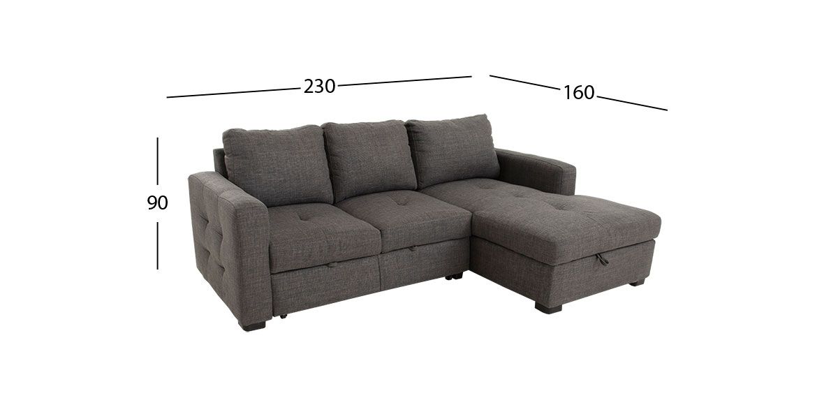 Sala Modular Derecha Con Baúl Y Cama Alta Olivia Plus Gris 