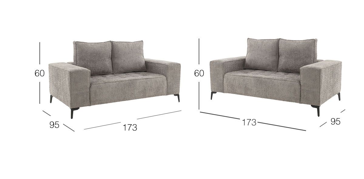 Sala Narvik Gris 2 Piezas