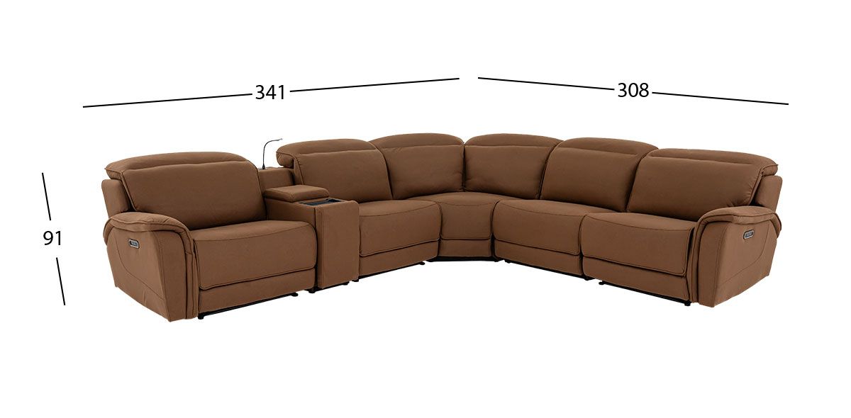 Sala Modular Con Reclinables Eléctricos Y Consola Santa Fe Café