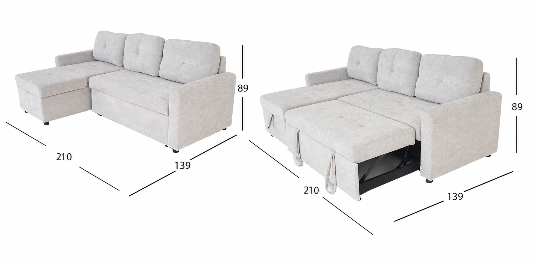 Sala Modular Con Baúl Y Cama Alta Rosh Gris