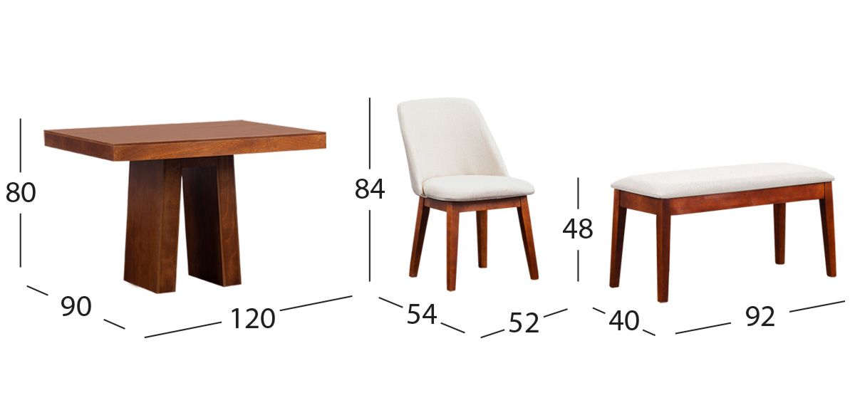 Comedor Odette CD Con Sillas Y Banca Olaf Arena 5 Piezas