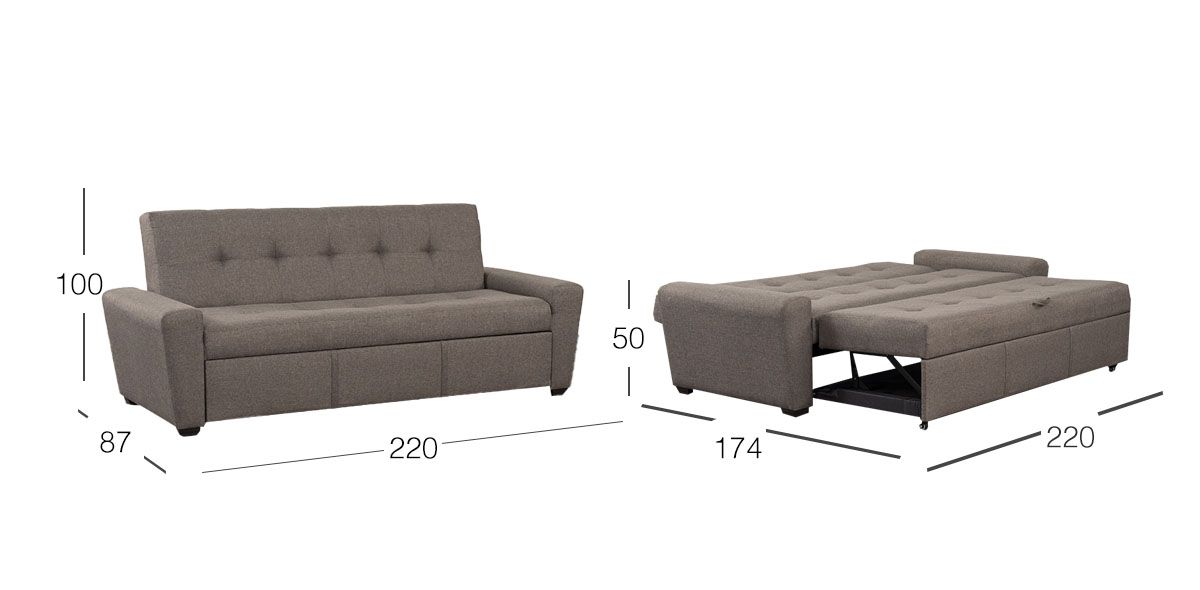 Sofá Cama Con Cama Alta Irlanda V New Gris