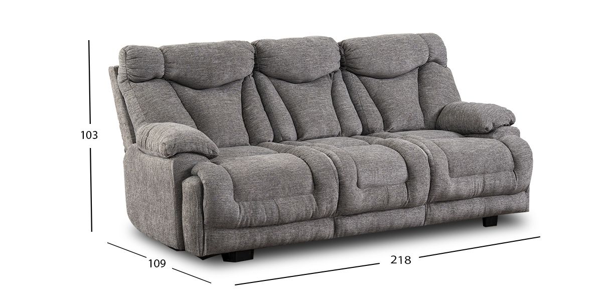 Sofá 3 Plazas Kralice Leonore New Gris  