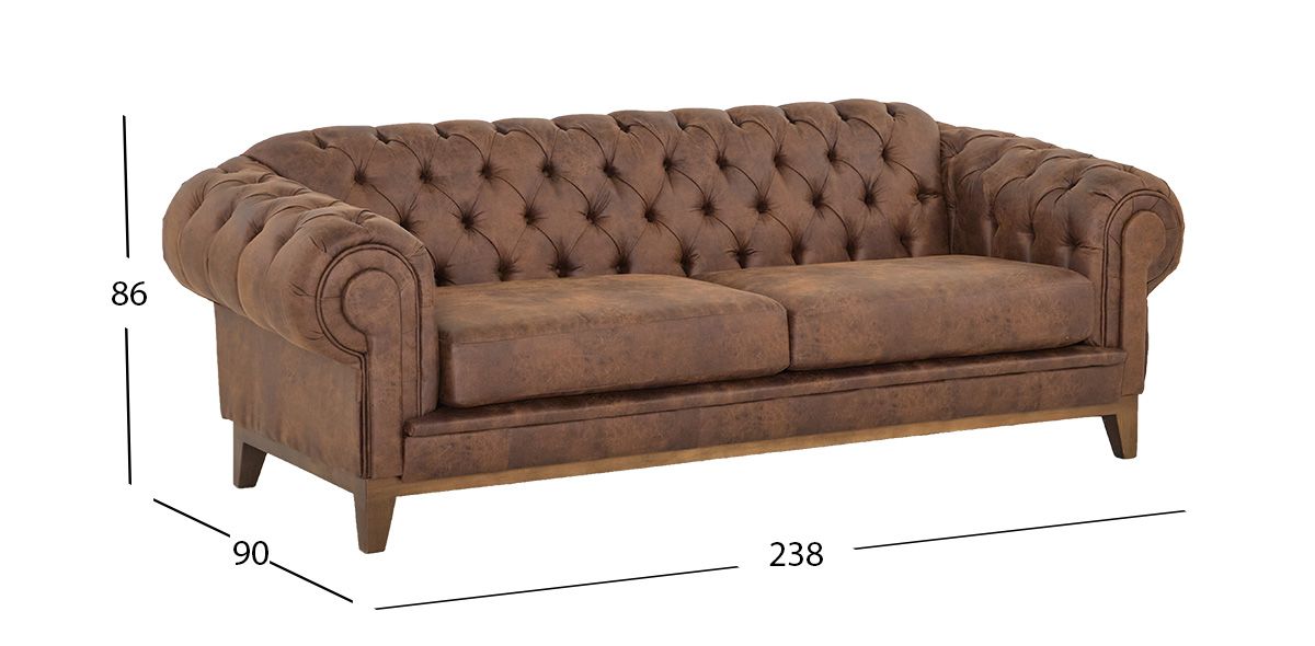 Sofá 3 Plazas Begonia Bonded Leather Café