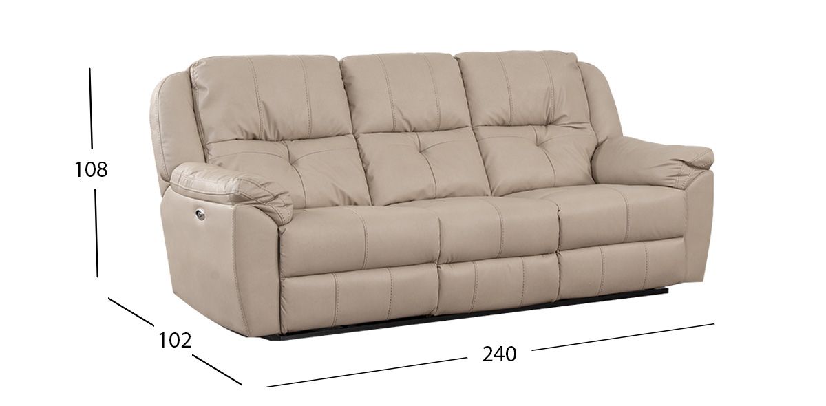 Sofá 3 Plazas Con Reclinables Eléctricos Prescot Air Beige