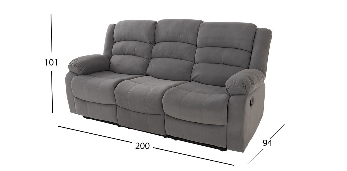 Sofá 3 Plazas Reclinable Columbia Gris